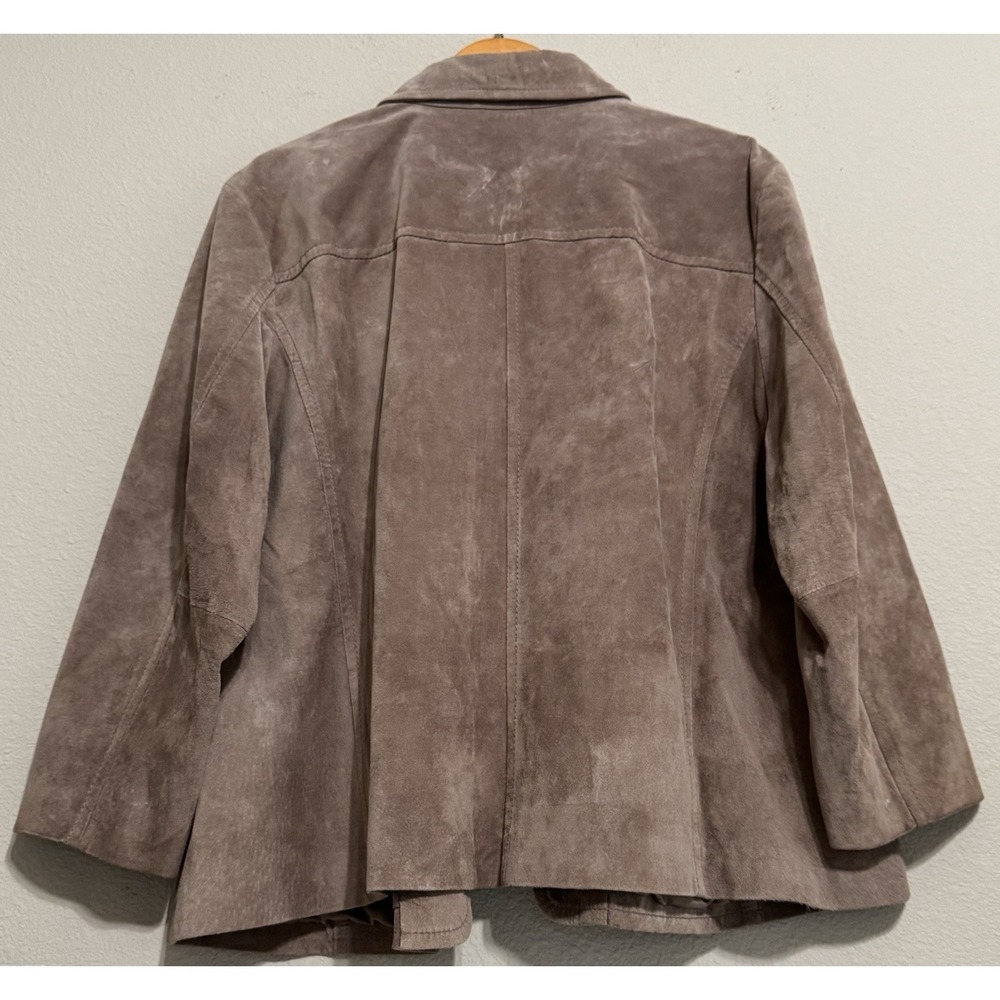 Vintage Liz Claiborne Women's 3X Leather Suede Jacket Tan Full Zip Lined Pockets - Picture 4 of 12